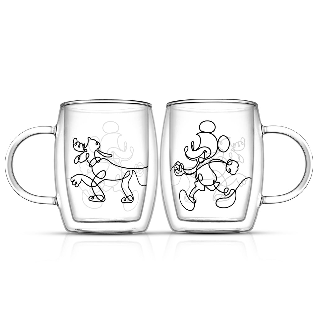 Disney Mickey and Pluto Espresso Glasses 5.4 Oz - Set of 2 Glass JoyJolt 